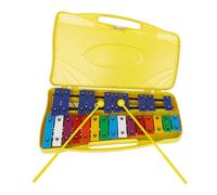Glockenspiel Professional - Diatónico de 25 teclas de metal para instrumento musical, actualización de xilófono, con dos martillos (amarillo)