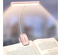 Glocusent 26 LED Luz de Lectura, Lámpara de Lectura USB-C Recargable de 360° Flexible con 5 Colores de Luz & 5 Brillos, Protección Ocular Lampara Libro con Modo Memoria para leer en la cama (Rosa)