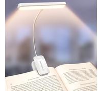 Glocusent 26 LED Luz de Lectura, Lámpara de Lectura USB-C Recargable de 360° Flexible con 5 Colores de Luz & 5 Brillos, Protección Ocular Lampara Libro con Modo Memoria para leer en la cama (Blanco)