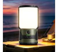 Glocusent Lámpara Camping: 1200LM con 7 Modos, Linterna LED Recargable, 100+ Horas de Duración, Portatil Plegables Impermeables con Batería 5000mAh USB C, IP45 Linterna para Tienda, Emergencia