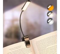 Glocusent Lámpara de lectura con pinza para libros y 13 LED: 120 horas de autonomía, recargable, 3 colores y 5 niveles de intensidad (3-60 lm), lámpara perfecta para pinchar en libros