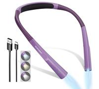 Glocusent LED Luz de Lectura Cuello, Luz para Leer Libros en la Cama,Temporizador de 30 min., 3 Colores & 3 Brillos Ajustables, Recargable & Larga Duración,Perfecta para Leer,Tejer, Hacer Reparaciones