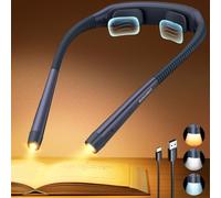 Glocusent Luz de cuello, luz de lectura, 3 colores y 5 brillos continuos, luz de libro con temporizador y ayuda para dormir, recargable para 100 horas de larga duración, diseño ergonómico, perfecta