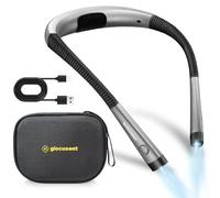 Glocusent Luz de Lectura con bolsa dura de Eva, Lampara Libro de Lectura Recargable, 3 Colores, 6 Niveles de Iluminación, Brazos Flexibles, Larga Duración, Perfecto para Leer, Tejer, Reparar