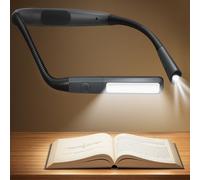Glocusent Luz de Lectura Recargable, Lampara Cuello con 5 colores y brillo regulable, Lampara Libro de Lectura 100 horas de autonomía, Ideal para Tejer, Reparar, Leer