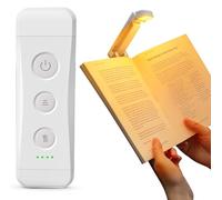 Glocusent Luz Lectura 7 LEDs, Lampara de Lectura con Pinzas USB Recargable 1000mAh para 160 horas, 3 Colores de Luz & 5 Brillos Regulables Luz Libro Lectura, Regalo para los Amantes del Libro (Blanco)