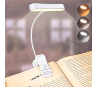 Glocusent Luz Lectura Cama Recargable: Lampara de Lectura con Pinza, 3 Colores/5 Brillos. Compacta, Ideal para Viajar y Leer Mientras tu Pareja Duerme