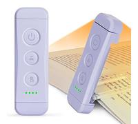 Glocusent Luz Lectura Recargable USB, Lampara de Lectura LED con Pinzas, 3 Colores Ámbar & 5 Brillos Regulables, Compacta y de Larga Duración,Regalo para los Amantes del Libro