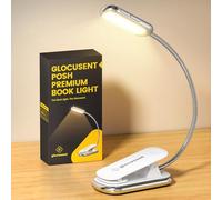 Glocusent Posh Premium Luz Lectura Libros Cama con Temporizador, Luz Lectura 16LED Recargable, Funciona 160hrs,Lampara Lectura para Cuidado de Vista,3Colores & 5Brillos,Ideal para Lectore