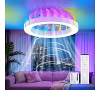 GLOFAN 46cm Ventilador de Techo con Luz Silencioso, 6 Velocidades Reversible Lampara Ventilador Techo con Mando, 3000K-6500K&RGB Retroiluminación Ventilador Techo para Sala de Estar Dormitorio Comedor