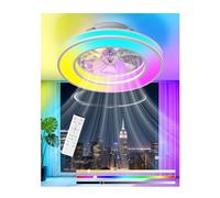 GLOFAN Ventilador de Techo con luz, Motor DC Silencioso Lampara Ventilador Techo RGB Regulable 3000K-6500K, 6 Velocidades Mando a Distancia Moderno Ventiladores para Dormitorio, Salon, Cocina, Ø42CM
