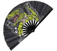 GloFX Abanico plegable para DJ Dino - Ventilador de mano plegable grande Rave Clack para hombre y mujer - para EDM, festival de música, club, evento, fiesta, danza, actuación, decoración, regalo