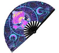 GloFX Rave Fan - Seta UV - Ventilador plegable grande - Esencial para festivales de música, accesorios EDM Rave, ventilador de mano plegable, ventilador Clack
