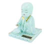 GLOGLOW Adorno Solar de Pequeño Monje, Estatua de Buda Que Golpea con la Cabeza Automáticamente para el Salpicadero del Coche, Decoración del Hogar con Panel Solar, No Necesita Pilas