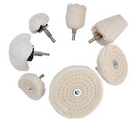 GLOGLOW Almohadilla de Pulido de Franela de Algodón, Juego de Almohadillas de Pulido Premium para Metal, Vidrio, Cerámica, Juego de de de 7 Piezas con Vástago de 1/4" para Proyectos de Bricolaje