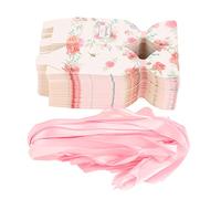 GLOGLOW Cajas de Regalo de Papel con Cinta de Poliéster Cajas de Dulces Retro Fácil de Montar para Bodas Baby Showers Fiestas de Despedidas de Soltera 50 Set de Regalos de Boda Artículos (Rosa