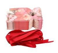 GLOGLOW Cajas de Regalo de Papel con Cinta de Poliéster Cajas de Dulces Retro Fácil de Montar para Bodas Baby Showers Fiestas de Despedidas de Soltera 50 Set de Regalos de Boda Artículos (Rojo
