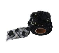 GLOGLOW Carrete de Tul Brillante, Cinta de Tela de Tul con Lentejuelas de Poliéster, 10 Yardas para Elaborar Decoraciones de Boda y Envolver Regalos (BLACK)