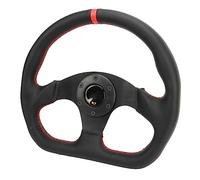 GLOGLOW D Type Racing Directora Rueda de la de Cuero Negro de Cuero a la Deriva para Automóvil, Rueda de Reemplazo de Ajuste Universal de Agarre Cómodo