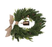 GLOGLOW de Cedro Sintético de 19,7 Pulgadas, Cinta Rústica de Lino con Campana de Vaca, Decoración Interior y Exterior para Celebraciones Navideñas