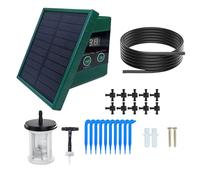 GLOGLOW de Riego por Goteo Solar, Kit de Riego Automático con Pantalla Digital para Plantas en Macetas, Tubería de 33 Pies, Ideal para Jardines y Patios