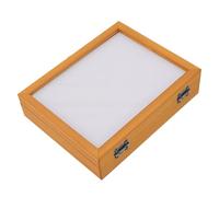 GLOGLOW Estantería en Miniatura Mini Vitrina de Libros Mini Biblioteca 15x12x3,5 Cm Decoración de Escritorio de Madera de Haya con Tapa Transparente para Regalo de Amantes de los Libros