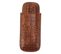 GLOGLOW Estuche para Puros de 2 Dedos, de Cuero Sintético con Estampado de Piel de Cocodrilo, Portátil, Ideal para Viajes, con Bolsillo para Cortador. para Aniversarios y