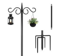 GLOGLOW Ganchos de Pastor de Doble Gancho Ajustables, Soporte Decorativo Duradero para Plantas para Jardín Al Aire Libre, 76 a 108 Pulgadas de Altura para Colgar Linternas, Flores y Comederos para