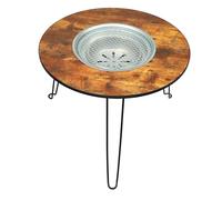 GLOGLOW Hierro y Madera Maciza 23,6 X 18,5 Pulgadas Patas Engrosadas Soporte Extraíble para Cocinar Al Aire Libre Picnic Playa Uso de Parrilla Interior Mesa de Camping Portátil Mesa de Barbacoa