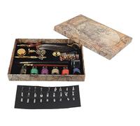 GLOGLOW Juego de Bolígrafos Europeos, Kit de Escritura Retro con Pluma, Acero Inoxidable y Cera de Laca Al Fuego para Entusiastas de la Caligrafía y la Escritura (SP271931R gris dorado espolvoreado