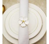 GLOGLOW Juego de Otras Herramientas y Accesorios de Cocina, Juego de Servilleteros de Tela de Aleación con Pétalos Blancos Chapados en Oro, Accesorios de Mesa Elegantes y Refinados para Decoración