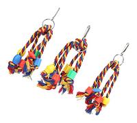 GLOGLOW Juguete para Masticar Pájaros con Cuerda de Algodón Suave y Cuentas de Plástico para Loros Pequeños Que Trepan y Se Balancean