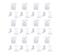 GLOGLOW Llavero de Recuerdo de Bautismo, 12 Piezas, Colgante de Ala de ángel de Perlas con Tarjeta y Caja, Recuerdo de Invitados de Boda, Bautizo, Baby Shower, Juego de Regalo Premontado (BLUE)
