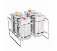GLOGLOW Molde para Helado de Acero Inoxidable, Kit para Hacer Helados Caseros con 6 Cavidades, Suave y sin Costuras para Diversión Familiar (Doble ranura de cabeza plana)