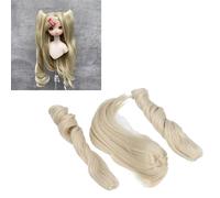 GLOGLOW Peluca de pelo de muñeca, pelo largo y suave de seda con pinza para coleta de 22 a 23 cm, circunferencia de la cabeza para muñecas (oro leche)