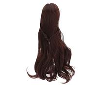 GLOGLOW Peluca para el Cabello de Muñeca, Estilos Rizados de Flequillo Ordenado Cortando Suministros de Muñecas Suaves para la Circunferencia de la Cabeza de 21 a 24 Cm 8 a 9 Pulgadas (Marron oscuro)