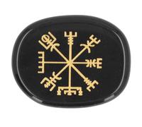 GLOGLOW Piedras de Cristal Curativas Grabadas de Vikingos Nórdicos, Piedras de Símbolo Ovaladas Planas Talladas a Mano con Símbolos Antiguos para Limpieza de Chakras, Meditación, (BLACK)