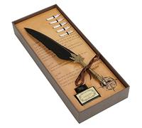 GLOGLOW Pluma Dip, Europeanism Retro Quill Metal Nibs caligrafía pluma escritura Hand Craft Gift Pen 6 Color for Teachers' Gift (negro)