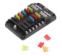 GLOGLOW Portafusibles, Bloque de Fusibles Impermeable con Indicador LED, Panel de Fusibles de 6 Vías para Automoción, Vehículos Recreativos, Camiones