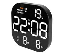 GLOGLOW Reloj electrónico Pantalla grande, función de alarma, visualización de mes de temperatura, reloj de pared electrónico USB 5V para sala de estar (luz blanca con naranja)