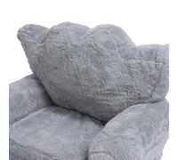 GLOGLOW Sofá Silla para Niños Pequeños con Respaldo Pelo de Conejo Gris, sofá de Piso Portátil para Niñas Pequeñas Rincón de Lectura con Temática de Princesa, Tela Suave y Ligera para Viajes, Playa,