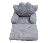 GLOGLOW Sofá Silla para Niños Pequeños con Respaldo Pelo de Conejo Gris, sofá de Piso Portátil para Niñas Pequeñas Rincón de Lectura con Temática de Princesa, Tela Suave y Ligera para Viajes, Playa,