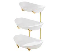 GLOGLOW Soporte para Servir Escalonados, Bandeja de Postres de Acrílico y Hierro con Marco Dorado, Perfecta para Exhibir Frutas, Aperitivos y té de la Tarde (3 niveles)