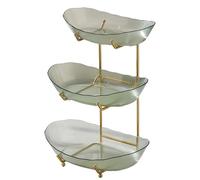 GLOGLOW Soporte para Servir Escalonados, Bandeja de Postres de Acrílico y Hierro con Marco Dorado, Perfecta para Exhibir Frutas, Aperitivos y té de la Tarde (3 niveles)