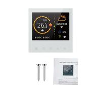 GLOGLOW Termostato Inteligente para Calefacción por Suelo Radiante con Control Remoto Inalámbrico, Termostato Programable con Pantalla Digital TFT a Color para Sistemas de Calefacción (White)