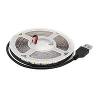 GLOGLOW Tira de Luz LED USB de 16.4 Pies, Blanco Cálido 2835 LED, Cinta de Luz Flexible Autoadhesiva para Uso en el Hogar, TV y Cocina