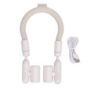 GLOGLOW Ventilador de Cuello Portátil 360 ° Tubo de Enfriamiento sin Luces Ventilador de Cuello con Vantos para el Cuello USB Recargable 3 Velocidades Ajustables para Deportes de Viaje (WHITE)