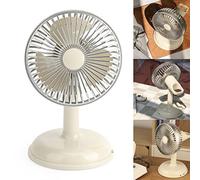 GLOGLOW Ventilador Eléctrico Vintage, Mini Ventilador de Escritorio con Carga USB de Plástico Liviano con Cubierta Extraíble para Uso Doméstico y de Oficina (Amarillo claro)