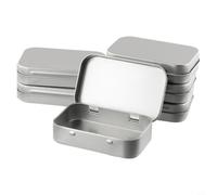 Glomc Caja de almacenamiento de metal con tapa abatible, juego de 6 recipientes de acero estañado, caja rectangular vacía para manualidades, velas, bálsamo labial, cosméticos, hierbas y objetos