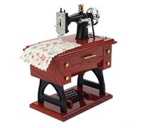 Glomc Caja de música vintage para máquina de coser con diseño retro de pedal, material de policarbonato marrón, 14 x 8,5 x 18 cm, adorno de escritorio o estante para decoración del hogar y entusiastas